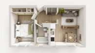 Über den Dächern von Bogenhausen: Sofort verfügbare 2-Zimmer-Wohnung mit Potenzial - Grundriss (IST)